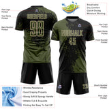 Custom Black Olive-Cream Abstract Brush Stroke Sports Sublimation Soccer Uniform Jersey