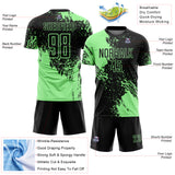 Custom Black Pea Green Abstract Brush Stroke Sports Sublimation Soccer Uniform Jersey