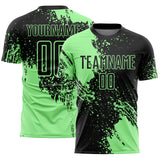 Custom Black Pea Green Abstract Brush Stroke Sports Sublimation Soccer Uniform Jersey