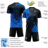 Custom Black Blue Abstract Brush Stroke Sports Sublimation Soccer Uniform Jersey