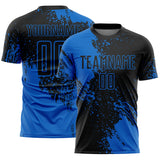 Custom Black Blue Abstract Brush Stroke Sports Sublimation Soccer Uniform Jersey