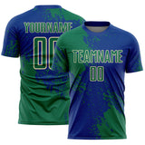 Custom Royal Kelly Green-Cream Abstract Brush Stroke Sports Sublimation Soccer Uniform Jersey