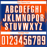 Custom Royal White-Orange Abstract Brush Stroke Sports Sublimation Soccer Uniform Jersey
