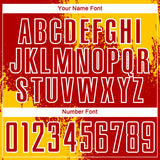 Custom Red Yellow-White Abstract Brush Stroke Sports Sublimation Soccer Uniform Jersey