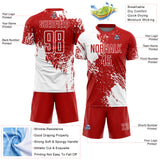 Custom Red White Abstract Brush Stroke Sports Sublimation Soccer Uniform Jersey