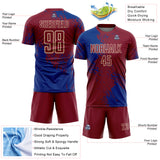 Custom Crimson Royal-Cream Abstract Brush Stroke Sports Sublimation Soccer Uniform Jersey