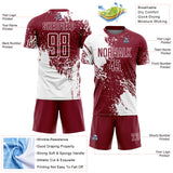 Custom Crimson White Abstract Brush Stroke Sports Sublimation Soccer Uniform Jersey