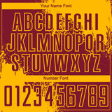 Custom Crimson Gold Abstract Brush Stroke Sports Sublimation Soccer Uniform Jersey