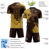 Custom Brown Old Gold Abstract Brush Stroke Sports Sublimation Soccer Uniform Jersey