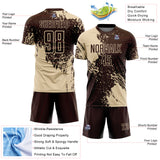 Custom Brown Cream Abstract Brush Stroke Sports Sublimation Soccer Uniform Jersey