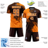 Custom Brown Bay Orange-White Abstract Brush Stroke Sports Sublimation Soccer Uniform Jersey