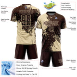 Custom Brown Cream Abstract Brush Stroke Sports Sublimation Soccer Uniform Jersey