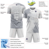 Custom White Gray Abstract Brush Stroke Sports Sublimation Soccer Uniform Jersey