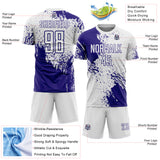 Custom White Dark Purple Abstract Brush Stroke Sports Sublimation Soccer Uniform Jersey