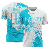 Custom White Lakes Blue Abstract Brush Stroke Sports Sublimation Soccer Uniform Jersey