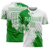 Custom White Grass Green Abstract Brush Stroke Sports Sublimation Soccer Uniform Jersey
