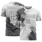 Custom White Steel Gray Abstract Brush Stroke Sports Sublimation Soccer Uniform Jersey
