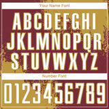 Custom Burgundy White-Old Gold Abstract Brush Stroke Sports Sublimation Soccer Uniform Jersey