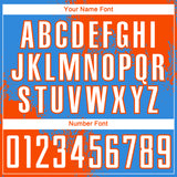 Custom Powder Blue White-Orange Abstract Brush Stroke Sports Sublimation Soccer Uniform Jersey