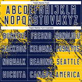 Custom Navy Yellow-White Abstract Brush Stroke Sports Sublimation Soccer Uniform Jersey