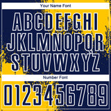 Custom Navy Yellow-White Abstract Brush Stroke Sports Sublimation Soccer Uniform Jersey