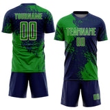 Custom Navy Grass Green-Cream Abstract Brush Stroke Sports Sublimation Soccer Uniform Jersey