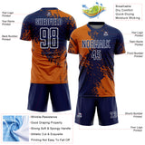 Custom Navy Texas Orange-White Abstract Brush Stroke Sports Sublimation Soccer Uniform Jersey