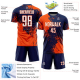 Custom Navy White-Orange Abstract Brush Stroke Sports Sublimation Soccer Uniform Jersey