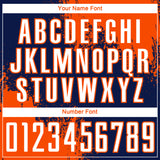 Custom Navy White-Orange Abstract Brush Stroke Sports Sublimation Soccer Uniform Jersey
