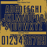 Custom Navy Old Gold Abstract Brush Stroke Sports Sublimation Soccer Uniform Jersey