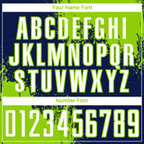 Custom Navy White-Neon Green Abstract Brush Stroke Sports Sublimation Soccer Uniform Jersey