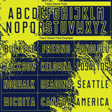 Custom Navy Neon Yellow Abstract Brush Stroke Sports Sublimation Soccer Uniform Jersey
