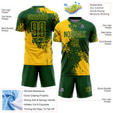 Custom Green Yellow Abstract Brush Stroke Sports Sublimation Soccer Uniform Jersey