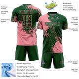 Custom Green Medium Pink Abstract Brush Stroke Sports Sublimation Soccer Uniform Jersey