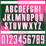 Custom Green White-Pink Abstract Brush Stroke Sports Sublimation Soccer Uniform Jersey