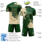 Custom Green Cream Abstract Brush Stroke Sports Sublimation Soccer Uniform Jersey
