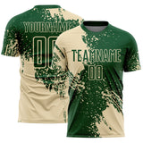 Custom Green Cream Abstract Brush Stroke Sports Sublimation Soccer Uniform Jersey