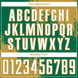 Custom Kelly Green White-Old Gold Abstract Brush Stroke Sports Sublimation Soccer Uniform Jersey