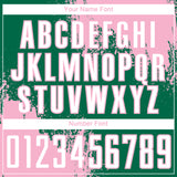 Custom Kelly Green White-Light Pink Abstract Brush Stroke Sports Sublimation Soccer Uniform Jersey
