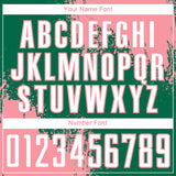 Custom Kelly Green White-Medium Pink Abstract Brush Stroke Sports Sublimation Soccer Uniform Jersey