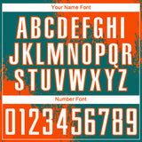 Custom Teal White-Orange Abstract Brush Stroke Sports Sublimation Soccer Uniform Jersey