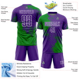 Custom Purple Grass Green-White Abstract Brush Stroke Sports Sublimation Soccer Uniform Jersey