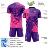 Custom Purple Pink Abstract Brush Stroke Sports Sublimation Soccer Uniform Jersey