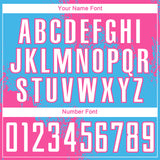 Custom Sky Blue White-Pink Abstract Brush Stroke Sports Sublimation Soccer Uniform Jersey