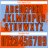 Custom Light Blue Orange-Black Abstract Brush Stroke Sports Sublimation Soccer Uniform Jersey
