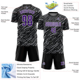 Custom Black Purple Gray-White Line Sports Sublimation Soccer Uniform Jersey