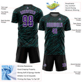 Custom Black Purple Teal-White Line Sports Sublimation Soccer Uniform Jersey