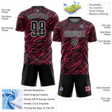 Custom Black Neon Pink-White Line Sports Sublimation Soccer Uniform Jersey