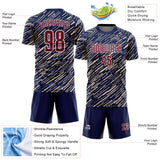 Custom Navy Crimson Cream-White Line Sports Sublimation Soccer Uniform Jersey