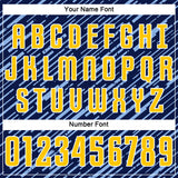 Custom Navy Yellow Light Blue-White Line Sports Sublimation Soccer Uniform Jersey